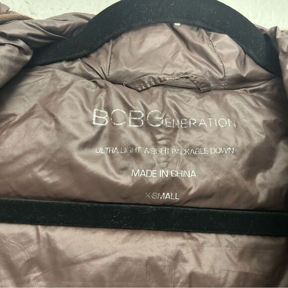 BCBGENERATION Hooded Puffer Down Packable Jacket Chocolate Brown Size XS - Picture 6 of 15